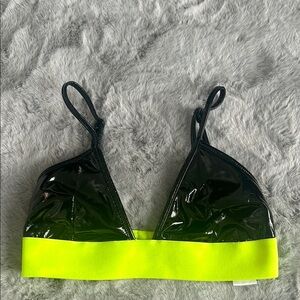 iHeartRaves Black and Neon Yellow Bikini Top